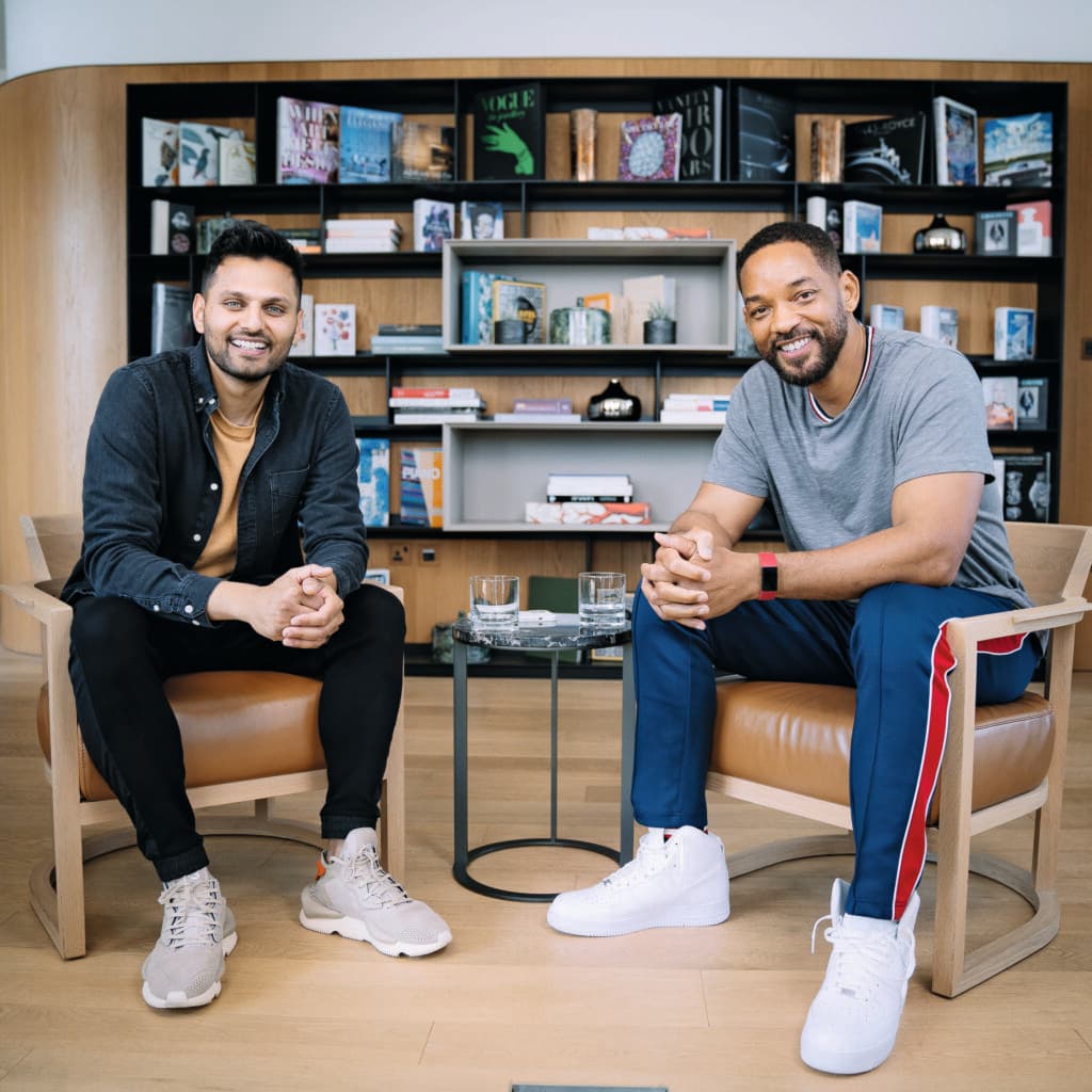 Jay Shetty on the On Purpose podcast set